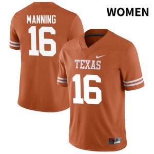 Texas Longhorns Women's #16 Arch Manning Authentic Orange NIL 2022 College Football Jersey SWZ12P7O
